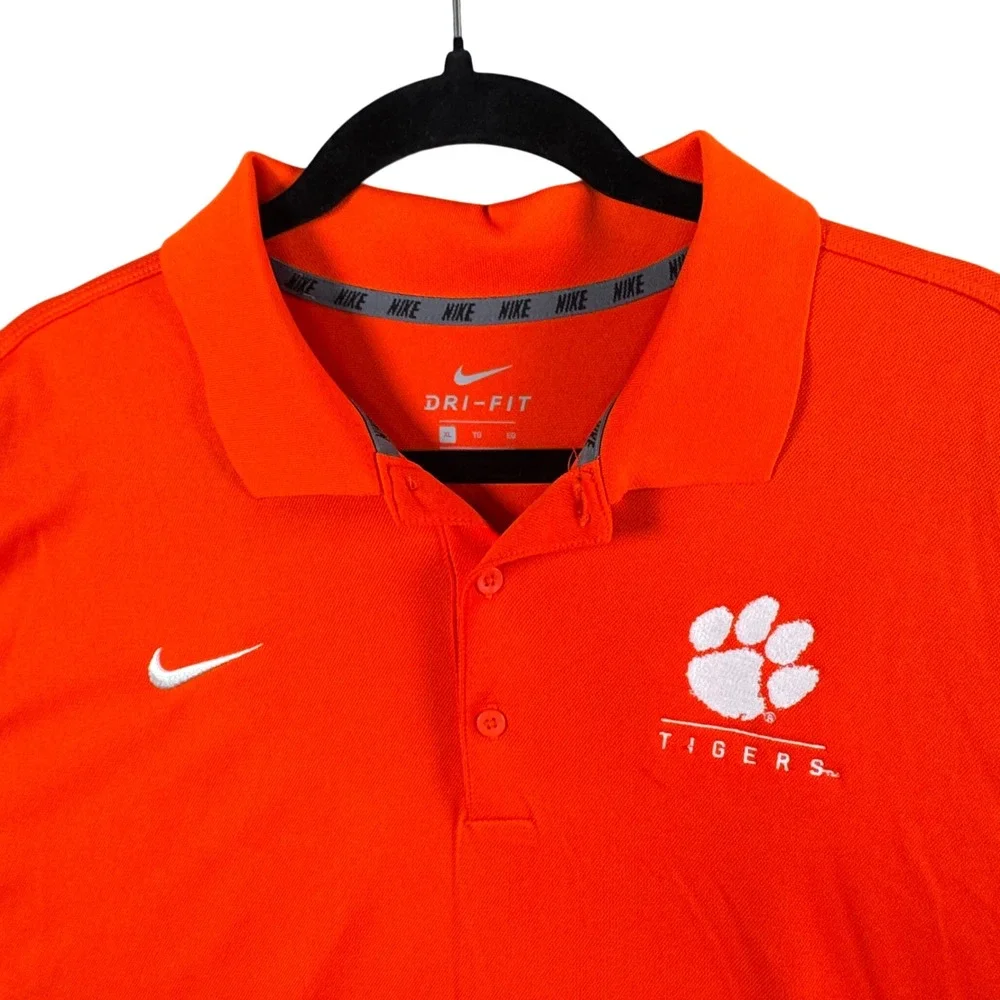 Nike Clemson Tigers Dri-Fit Polo Shirt Mens‎ XL Orange Athletic Golf Fanwear